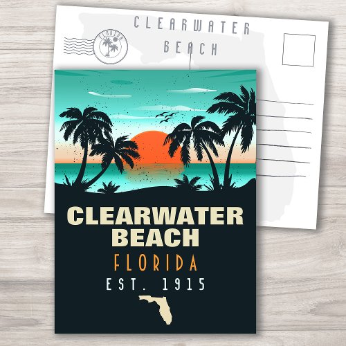 Clearwater Beach Florida Retro Sunset Souvenirs Postcard
