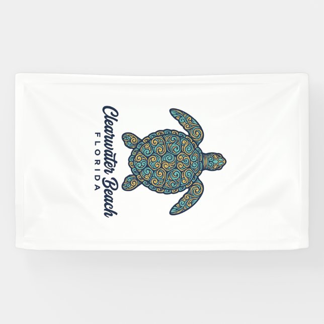 Clearwater Beach Florida Sea Turtle Vector Design_ Banner (Horizontal)