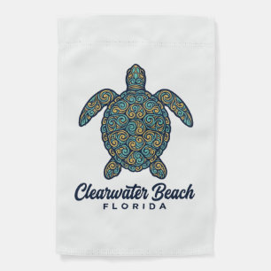 Clearwater Beach Florida Sea Turtle Vector Design_ Garden Flag