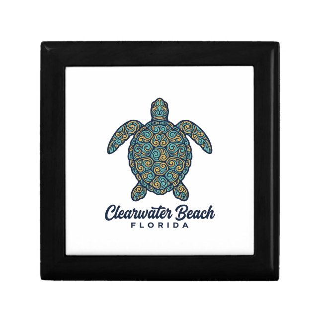 Clearwater Beach Florida Sea Turtle Vector Design_ Gift Box (Front)