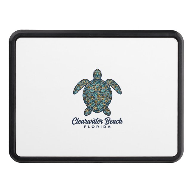 Clearwater Beach Florida Sea Turtle Vector Design_ Hitch Cover (Front)