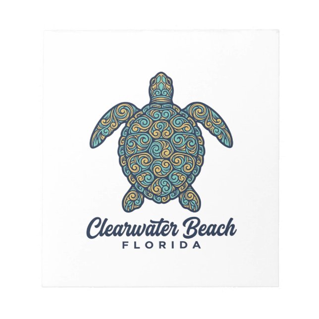 Clearwater Beach Florida Sea Turtle Vector Design_ Notepad (Front)