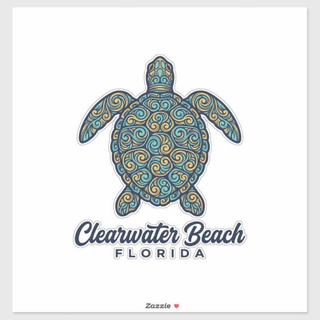 Clearwater Beach Florida Sea Turtle Vector Design_ Sticker (Sheet)