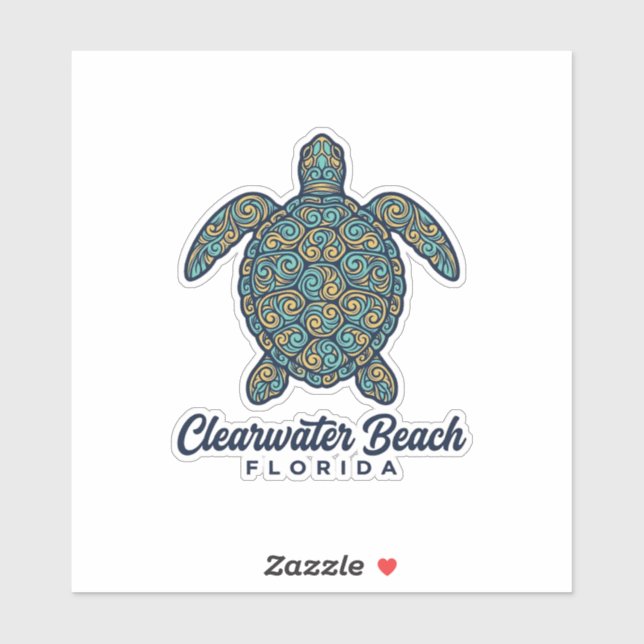 Clearwater Beach Florida Sea Turtle Vector Design_ Sticker (Sheet)