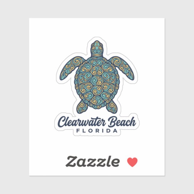 Clearwater Beach Florida Sea Turtle Vector Design_ Sticker (Sheet)
