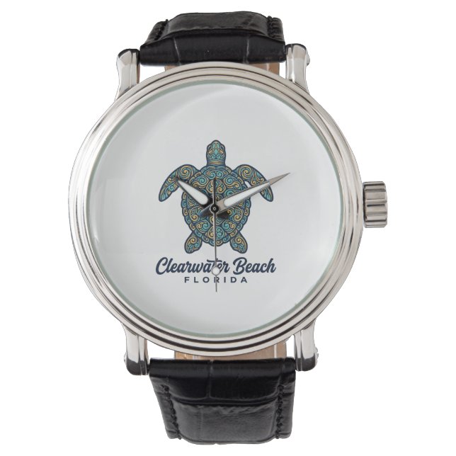 Clearwater Beach Florida Sea Turtle Vector Design_ Watch (Front)