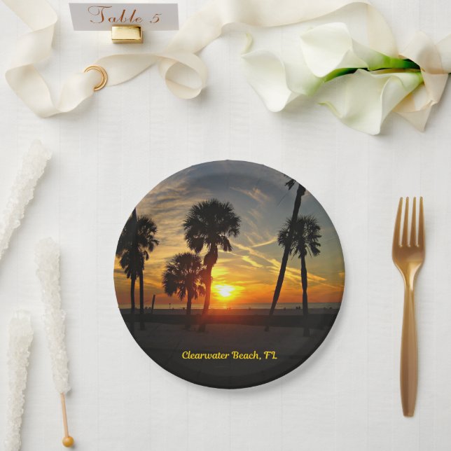 Clearwater Beach, Florida Sunset Paper Plates (Wedding)
