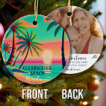 Clearwater Beach Florida Tropical Palm Tree 1950s Ceramic Ornament<br><div class="desc">Clearwater beach Florida Sand Tropical Palm Trees Souvenirs. Clearwater beach Florida - Retro Tropical Palm Tree 60s Souvenirs Vintage design makes a great Christmas or Birthday gift for fans of Florida keys beach. The retro summer vibe design is a perfect gift for travel lovers and tropical destination fans. - You...</div>