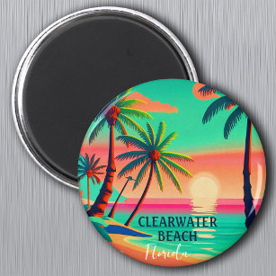 Clearwater Beach Florida Tropical Palm Tree 1950s Magnet