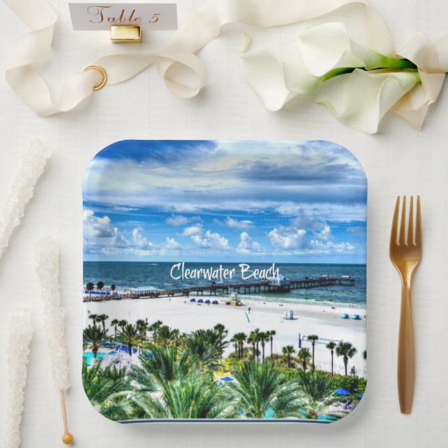 Clearwater Beach, Florida, vacation destination Paper Plates (Wedding)