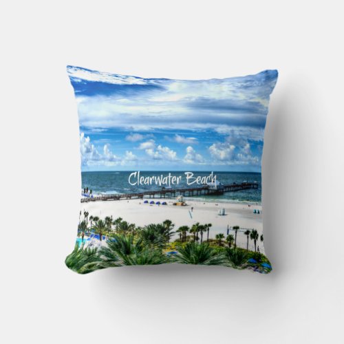 Clearwater Beach Florida vacation destination Th Throw Pillow