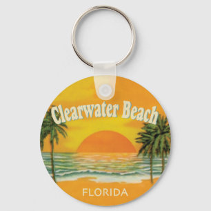Clearwater Beach, Florida vintage sunset Keychain