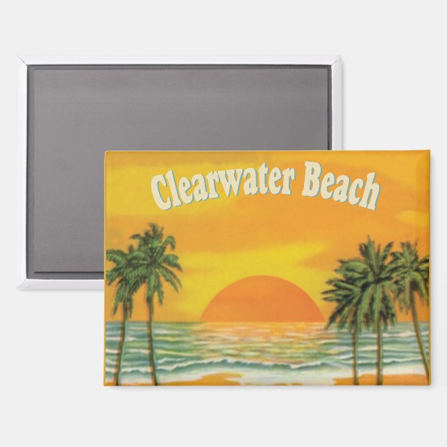 Clearwater Beach, Florida vintage sunset Magnet (Front/Back)