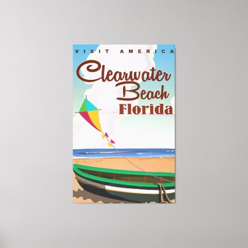 Clearwater Beach Florida vintage travel poster Canvas Print