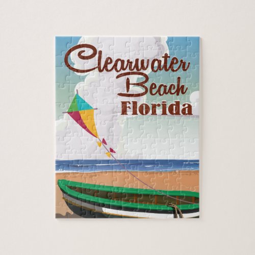 Clearwater Beach Florida vintage travel poster Jigsaw Puzzle