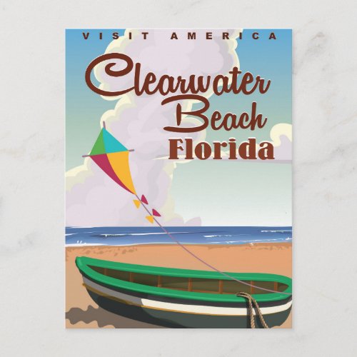 Clearwater Beach Florida vintage travel poster Postcard