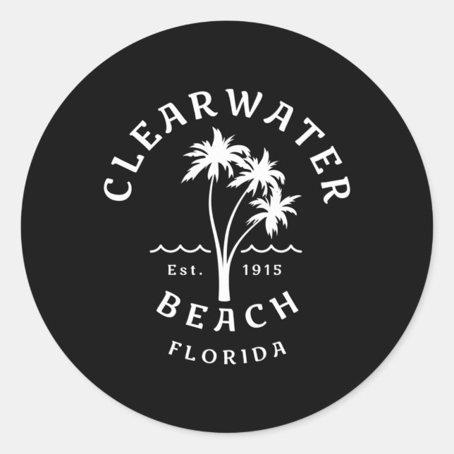 Clearwater Beach Original Florida Beach Palm Tree Classic Round Sticker (Front)