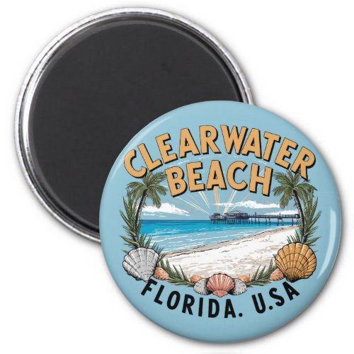 Clearwater Beach Retro Vignette Magnet