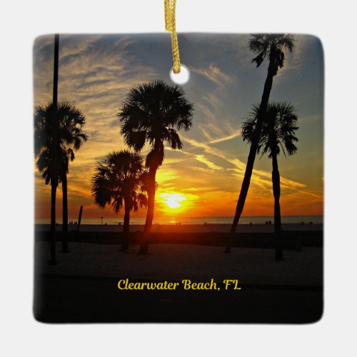 Clearwater Beach Sunset Ceramic Ornament