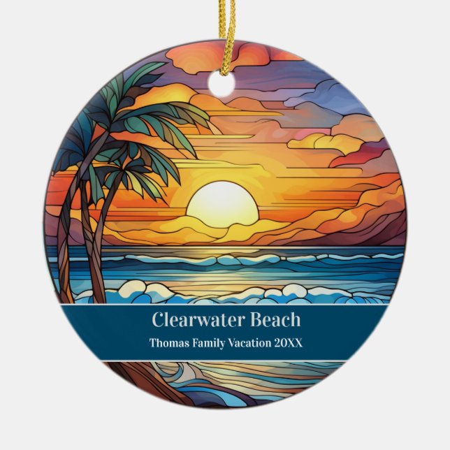 Clearwater Beach Vacation Christmas Ceramic Ornament (Front)