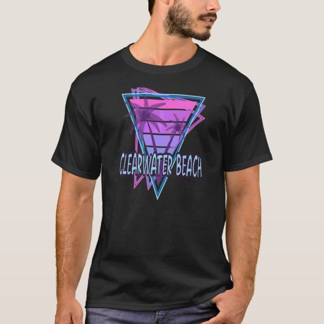 Clearwater Beach Vacation Vaporwave Aesthetic T-Shirt (Front)