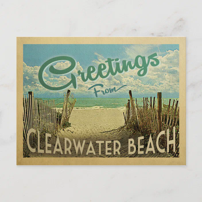 Vintage Looking  Clearwater Florida decal postcard   ** Refrigerator Magnet ** 