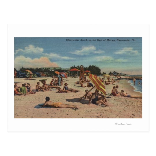 Clearwater, FL - Sunbathers on Clearwater Beach Postcard