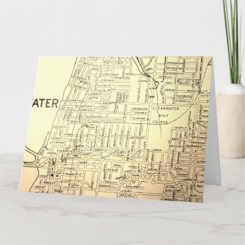 Clearwater FL Vintage Map Card