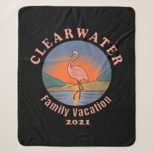 Clearwater Flamingo Vacation 2021 Funny Flamingo Sherpa Blanket