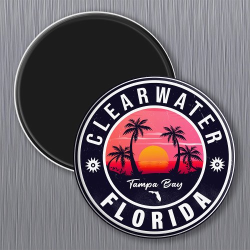 Clearwater Florida Beach Retro Sunset Souvenirs Magnet