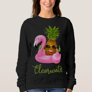 Clearwater Florida Beach Tropical  Flamingo Pineap Sweatshirt