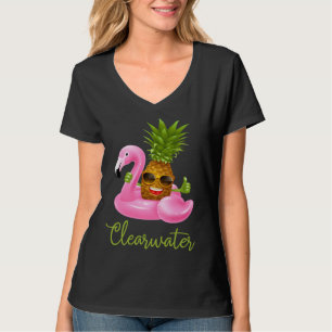 Clearwater Florida Beach Tropical  Flamingo Pineap T-Shirt