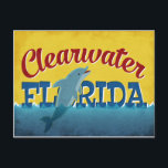 Clearwater Florida Dolphin Retro Vintage Travel Postcard<br><div class="desc">Clearwater Florida Dolphin vintage travel design featuring fun retro style text,  a whimsical dolphin and bright colors.</div>