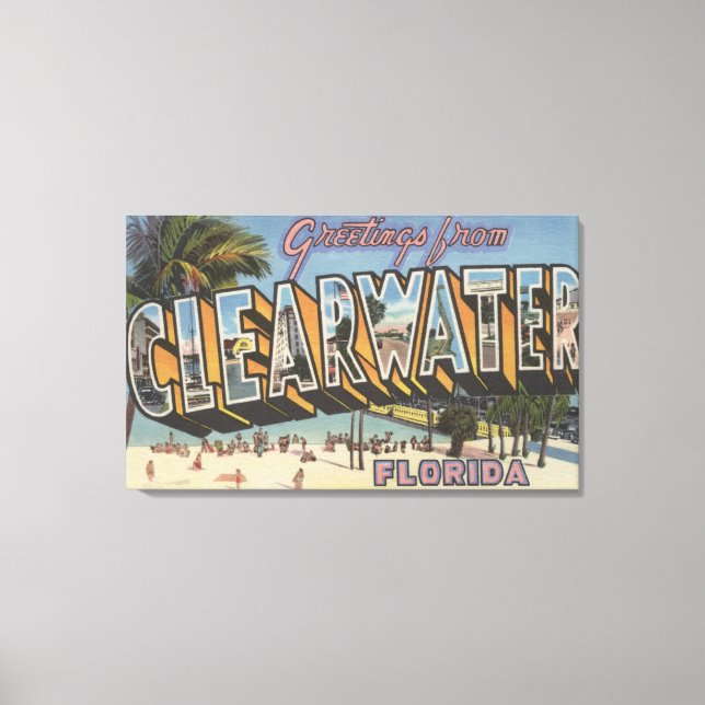 Clearwater, Florida - Large Letter Scenes 2 Canvas Print (Front)