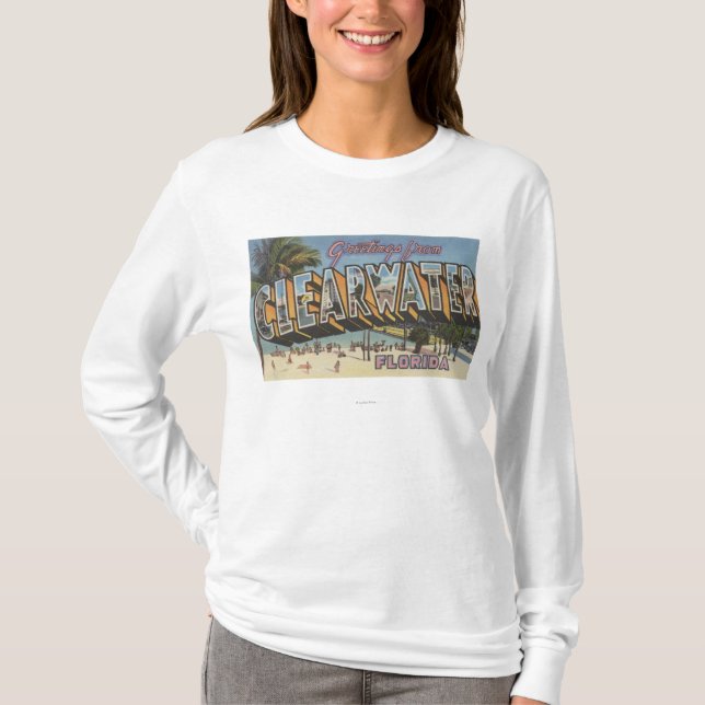 Clearwater, Florida - Large Letter Scenes 2 T-Shirt (Front)