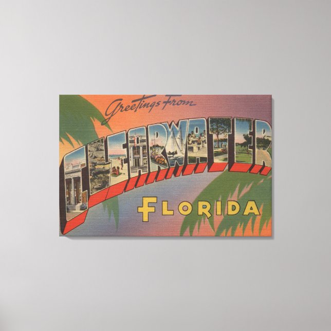 Clearwater, Florida - Large Letter Scenes 3 Canvas Print (Front)