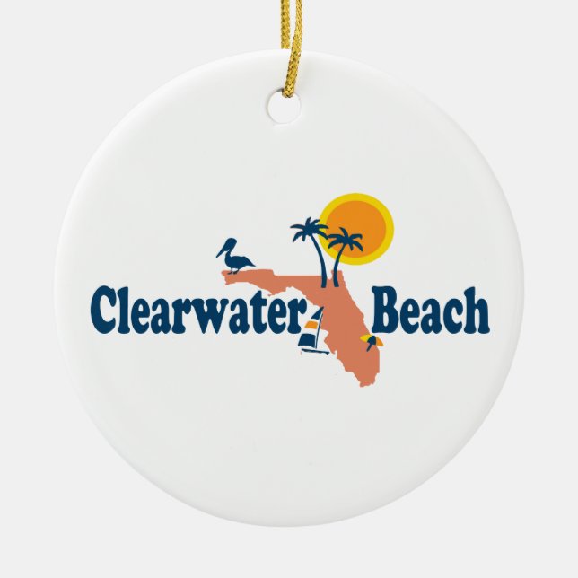 Clearwater Florida - Map Design. Ceramic Ornament (Front)
