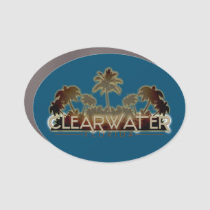 Clearwater Florida palm tree words oval magnet