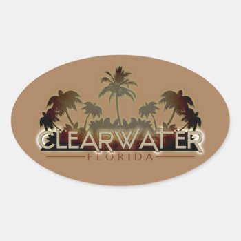 Clearwater Florida Palm Trees Oval Sticker by ArtisticAttitude at Zazzle