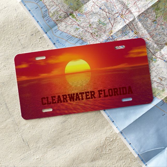 Clearwater, Florida Sunset License Plate (In Situ)