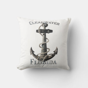 Clearwater Florida Vacation Nautical Anchor Throw Pillow