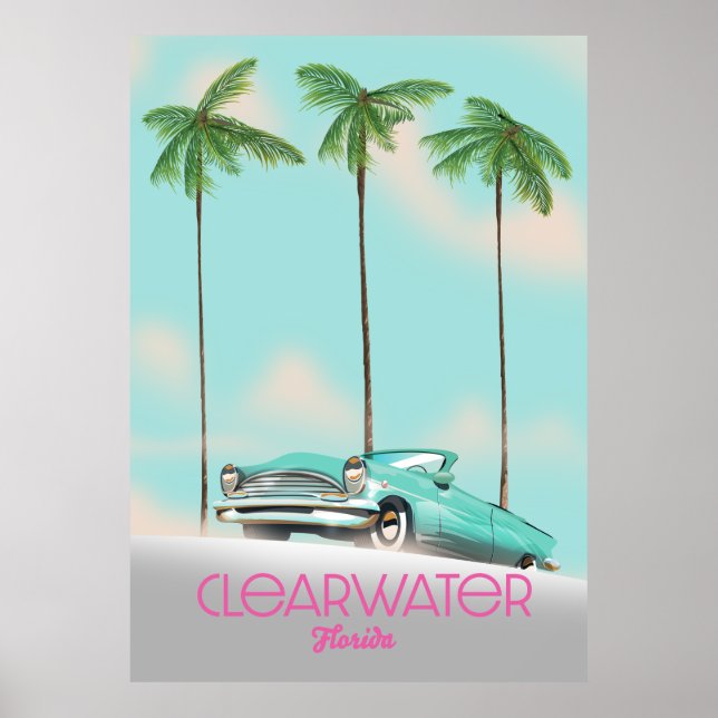 Clearwater Florida vintage style travel poster (Front)
