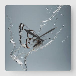 Clearwing Butterfly In Water Square Wall Clock