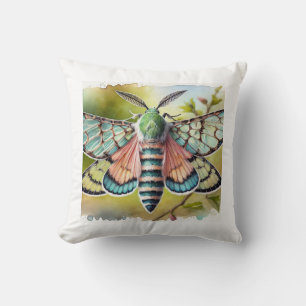 Clearwing Moth 290824IREF232 - Watercolor Throw Pillow