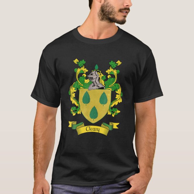 Cleary Coat Of Arms | Cleary Surname Family Crest T-Shirt (Front)