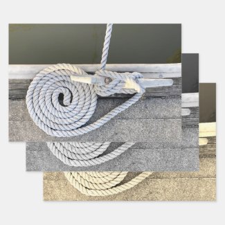 Cleat Hitch Maritime Wrapping Paper Flat Sheet Set