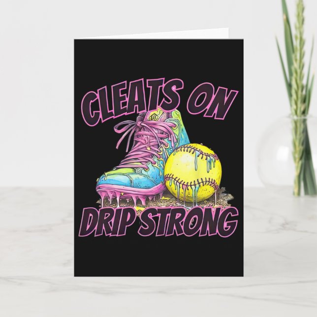 Cleats On Drip Strong Softll Drip Softll Mom Retro Card (Front)