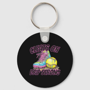Cleats On Drip Strong Softll Drip Softll Mom Retro Keychain