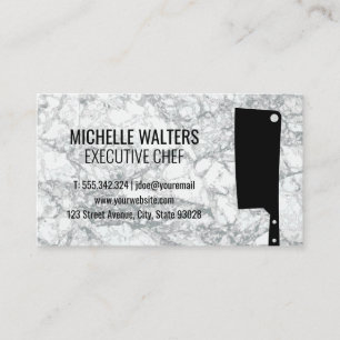 Cleaver Knife Marble Background Business Card