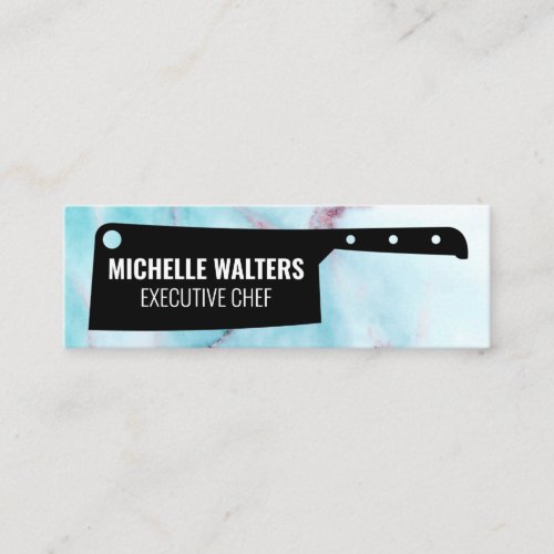 Cleaver Knife  Ocean Granite Background Mini Business Card